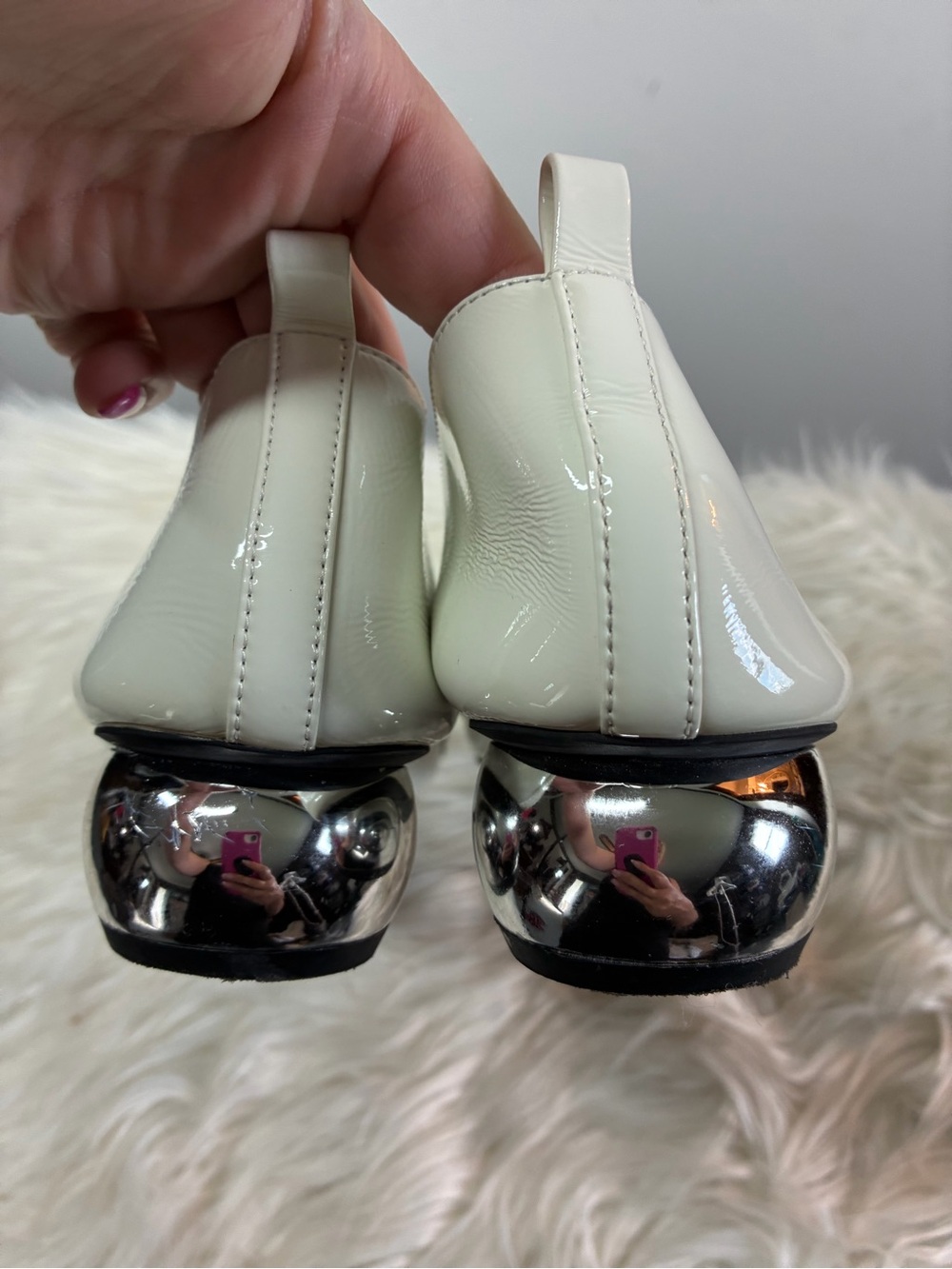 Jeffrey Campbell White Patent Pointed-Toe Flats with Crystal Buckles - Picture 8 of 10